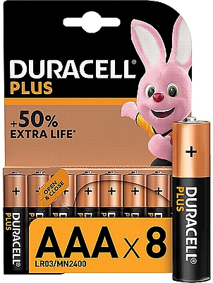 אריזת 8 סוללות 1.5V AAA - DURACELL PLUS POWER